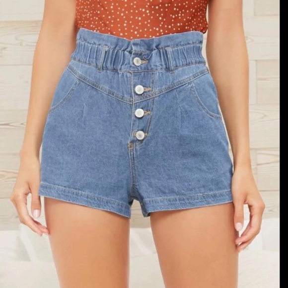 Just In!! Paperbag Button fly Denim Mom Shorts - Picture 5 of 6